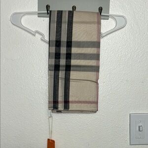 Plaid Beige and Black Scarf